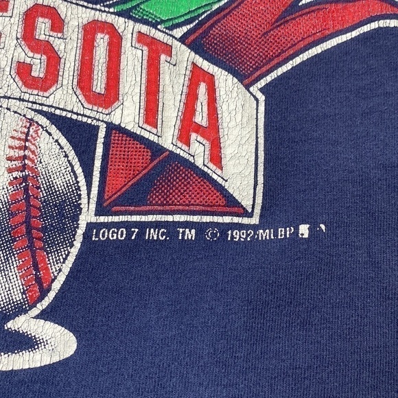 Vintage Logo 7 Minnesota Twins Cutoff Tshirt 1992 Medium - Picture 5 of 7